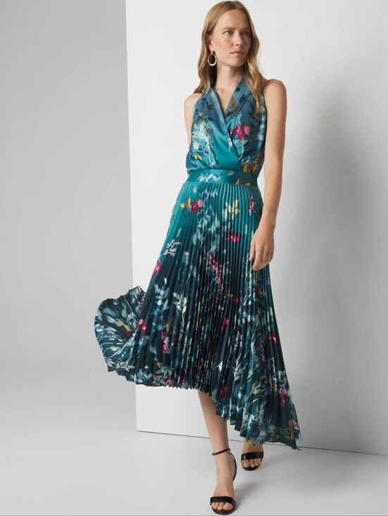 White House Black Market Dresses & Skirts - WHBM Sleeveless Shawl Neck Pleated Midi Dress